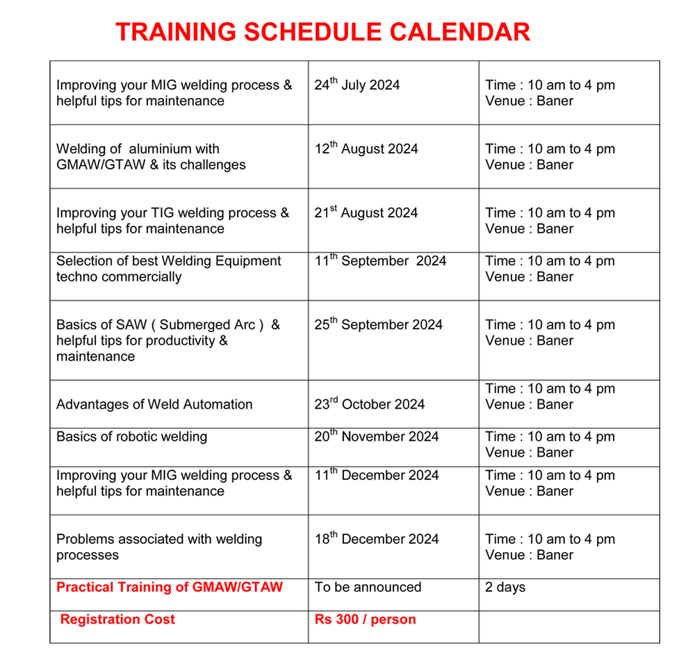 TRAINING SCHEDULE